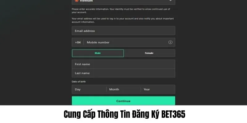 Newbie làm theo hướng dẫn đăng ký Bet365