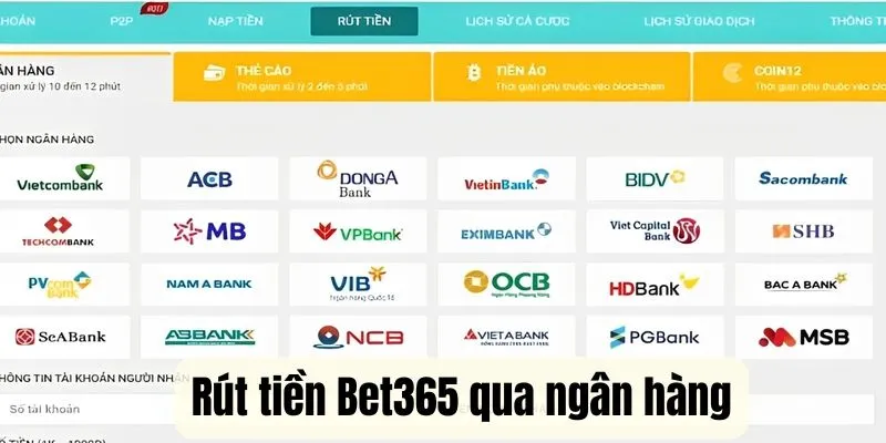 Rút tiền Bet365 về tài khoản ngân hàng cá nhân đơn giản